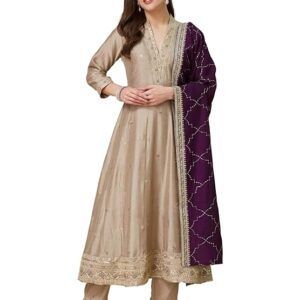 MOKOSH Women's Silk Embroidered Kurta Pant Dupatta Set (DM-474)