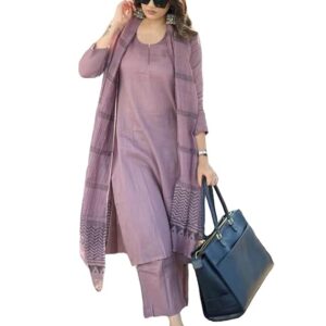 ANNI Designer Women's Rayon Blend Solid Straight Kurta with Pant & Dupatta